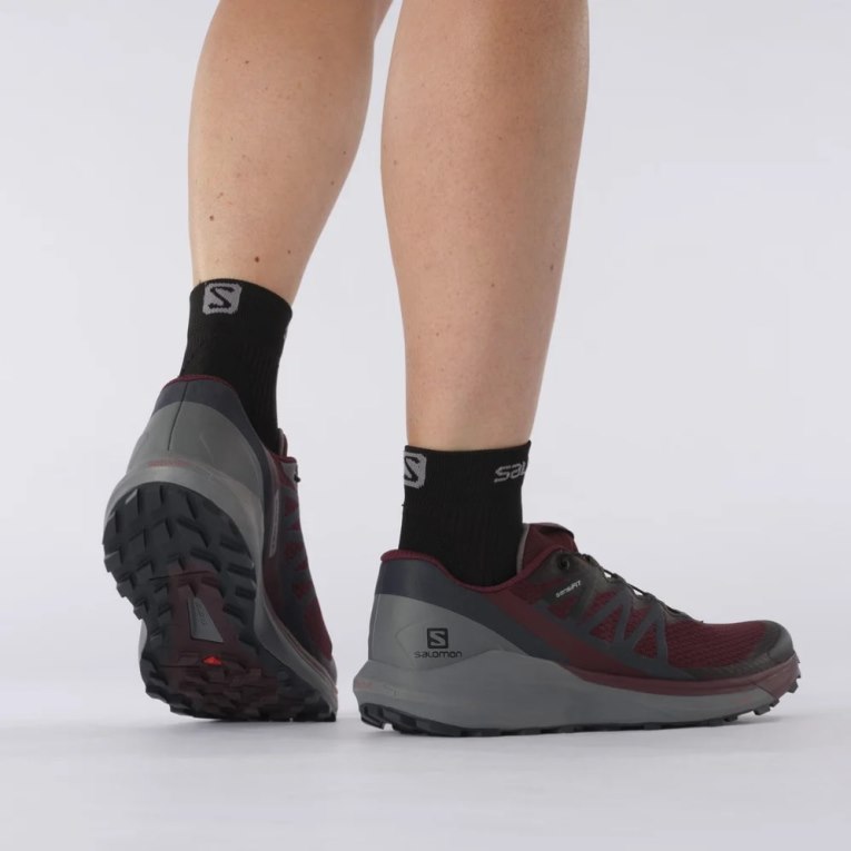 Sapatilhas Trail Running Salomon Sense Ride 4 Feminino Bordeaux Cinzentas Escuro | PT D74923